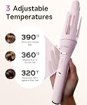 Automatic Curling Iron with 3 Curling Barrels (1" - 1.25" - 1.5"), Hair Crimper, Straightening Brush, 5 in 1 Hair culer Tools, Pink