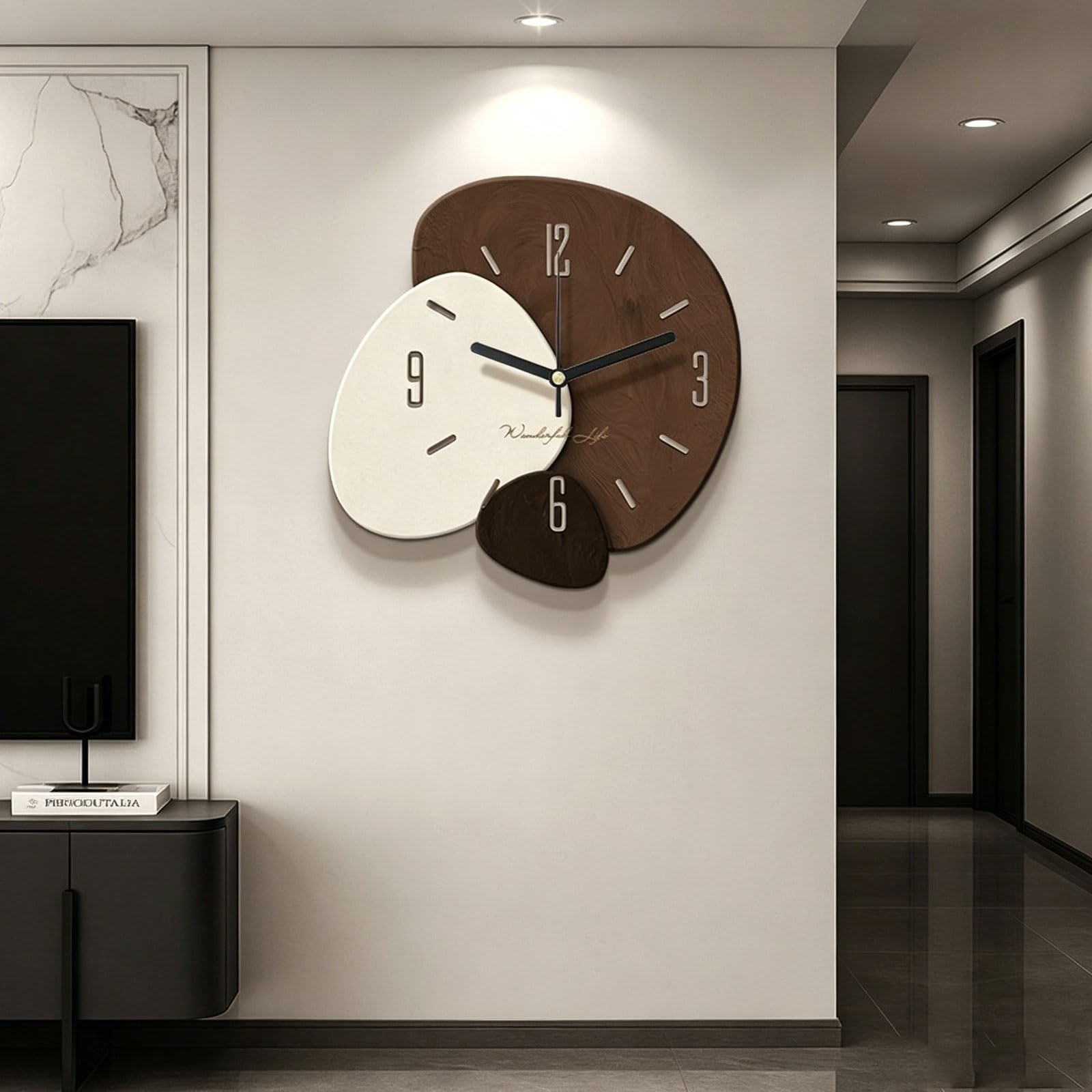 OECETCAWKD Modern 3D Wall Clock with Silent Non-Ticking, Sandstone Wall Art, Minimalist Frameless Hanging Painting, Home Decor for Living Room Dining Room(E,50 * 50CM/19.7 * 19.7IN)