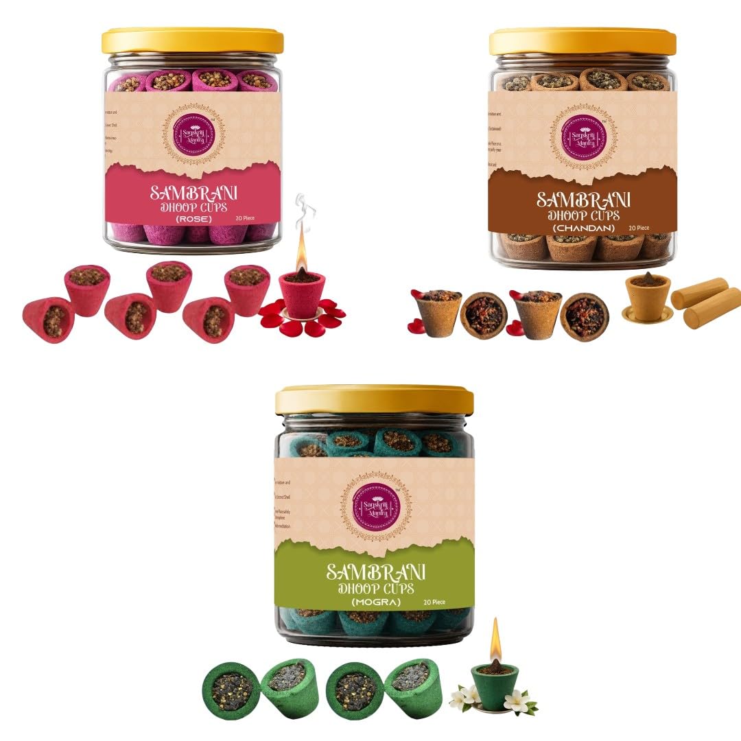 Sambhrani Dhup Cup – Rose, Mogra & Chandan - Pack of 3 (60 Piece) | Aromatic Resin Cups for Pooja, Purification & Fragrance | Calming Rose, Mogra & Chandan Aroma-image-31