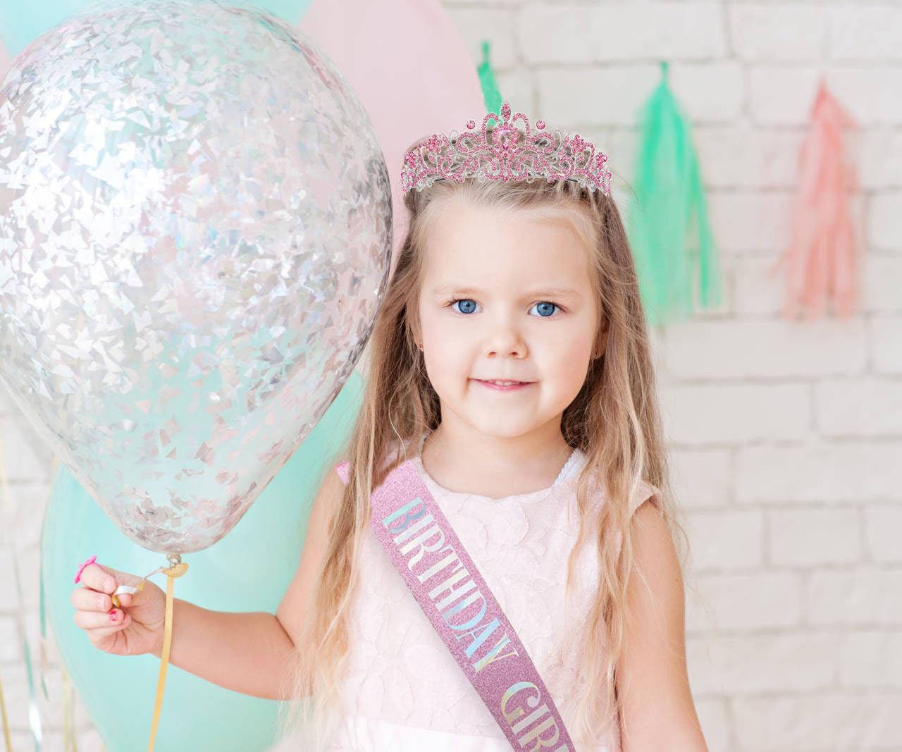 Set Tiara E Fascia Compleanno Donna - Corona Con Strass Rosa Oro | Regalo Decorazione Festa - Foto 10