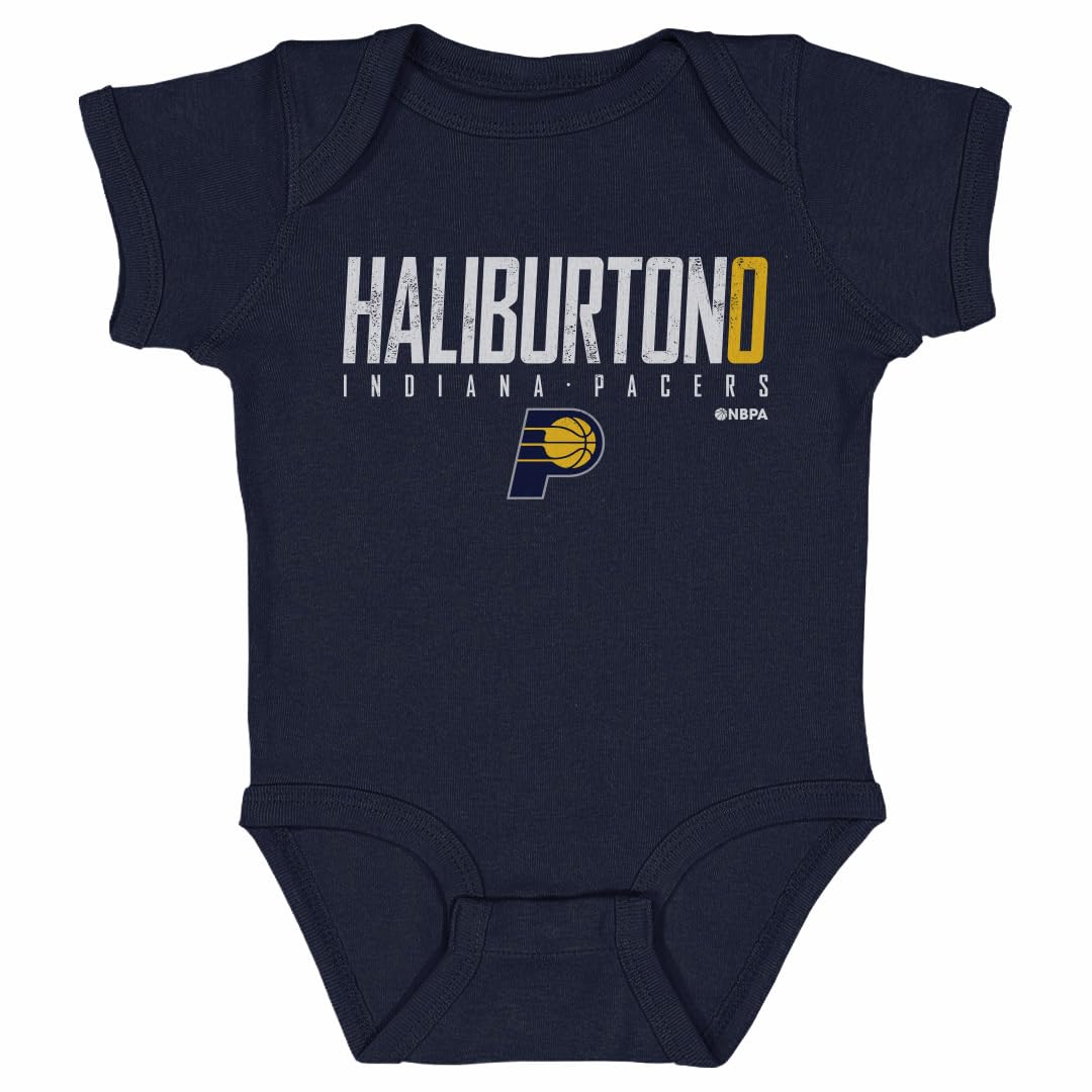 500 LEVEL Tyrese Haliburton Indiana Pacers One-Piece Infant Bodysuit - Tyrese Haliburton Indiana Pacers Elite WHT (Navy, 6M)