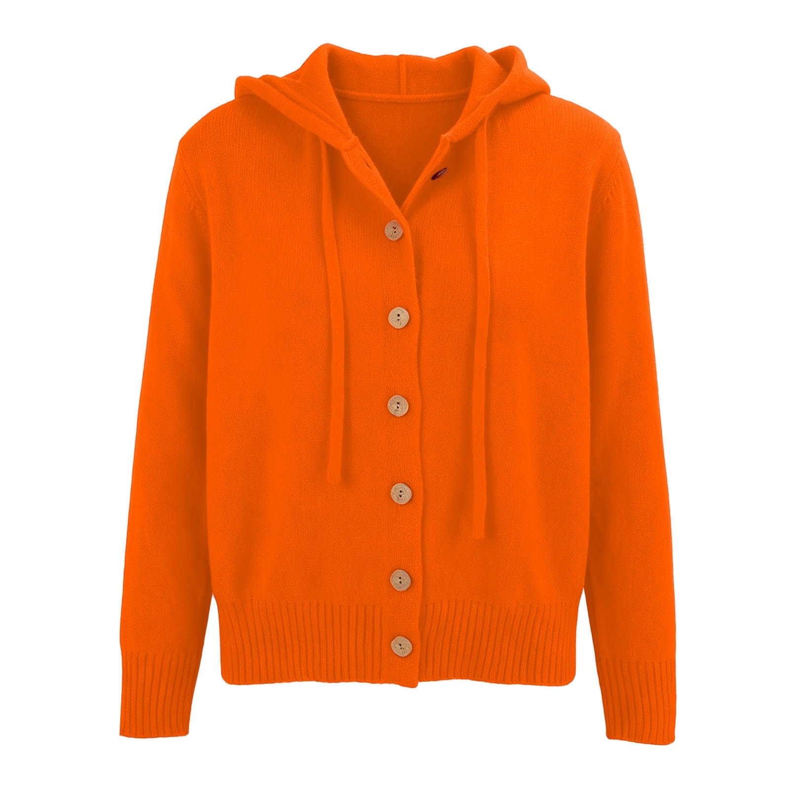 Cardigan Lavorato A Maglia Con Cappuccio Da Donna Abbottonato Con Coulisse