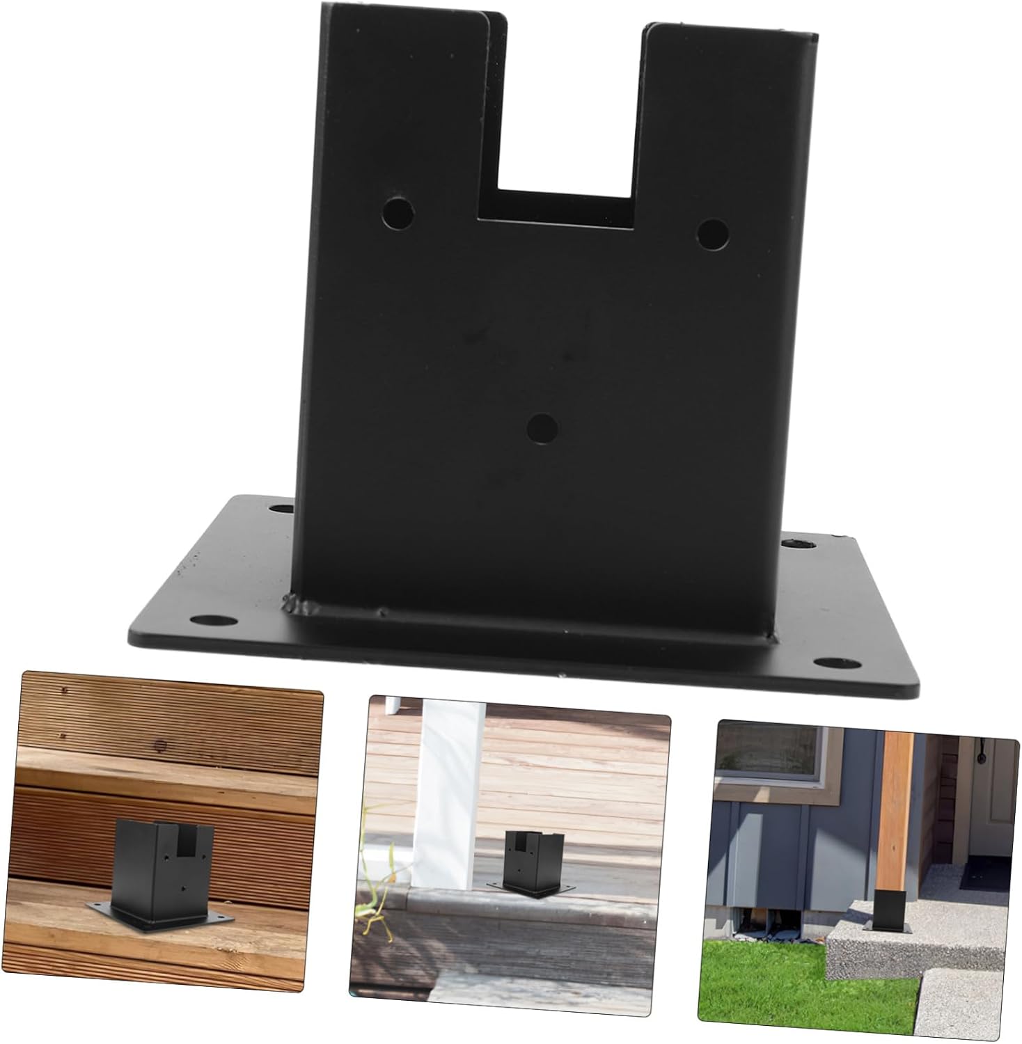 1Set Mailbox Post Base Protector Durable Deck Post Bracket for Railing Fence Heavy Duty Stake Support Easy Installation for Mailbox Deck and Pavilion Use