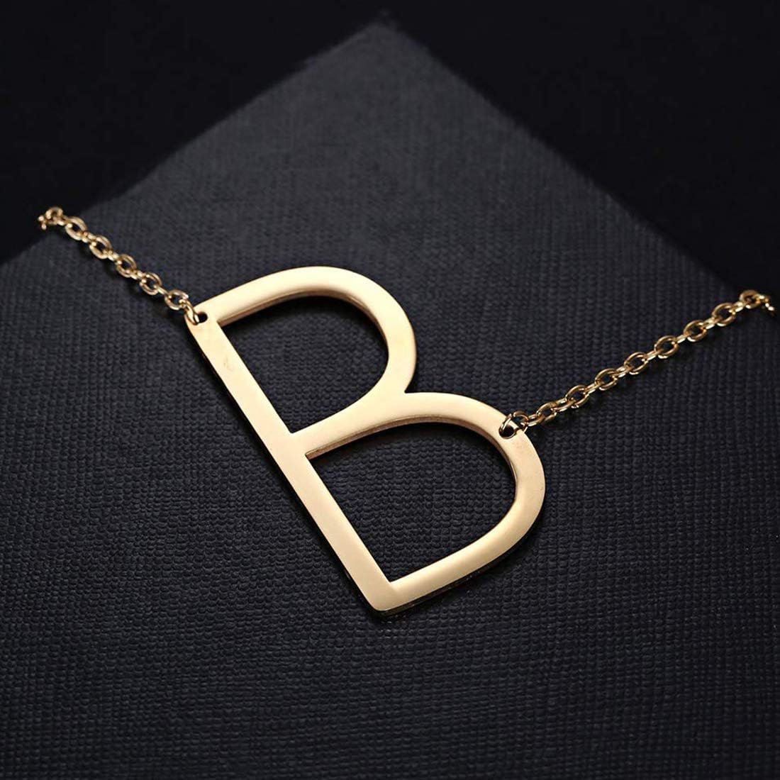 Sideways Initial Necklace for Women Large Big Letter Necklaces Jewelry Gift image 2