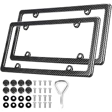 Hydro Dip Carbon Fiber License Plate Frame - 2 Pack Heavy Duty ABS with Anti-Theft Screws,US Car Tag Holder Cover with Screw Caps4 Holes