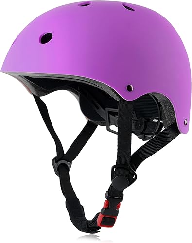 Miniatura 76 de Casco de bicicleta de monopatín, ligero ajustable, multideporte para bicicleta, patinaje, scooter, 3 tamaños para adultos, jóvenes y niños Mate