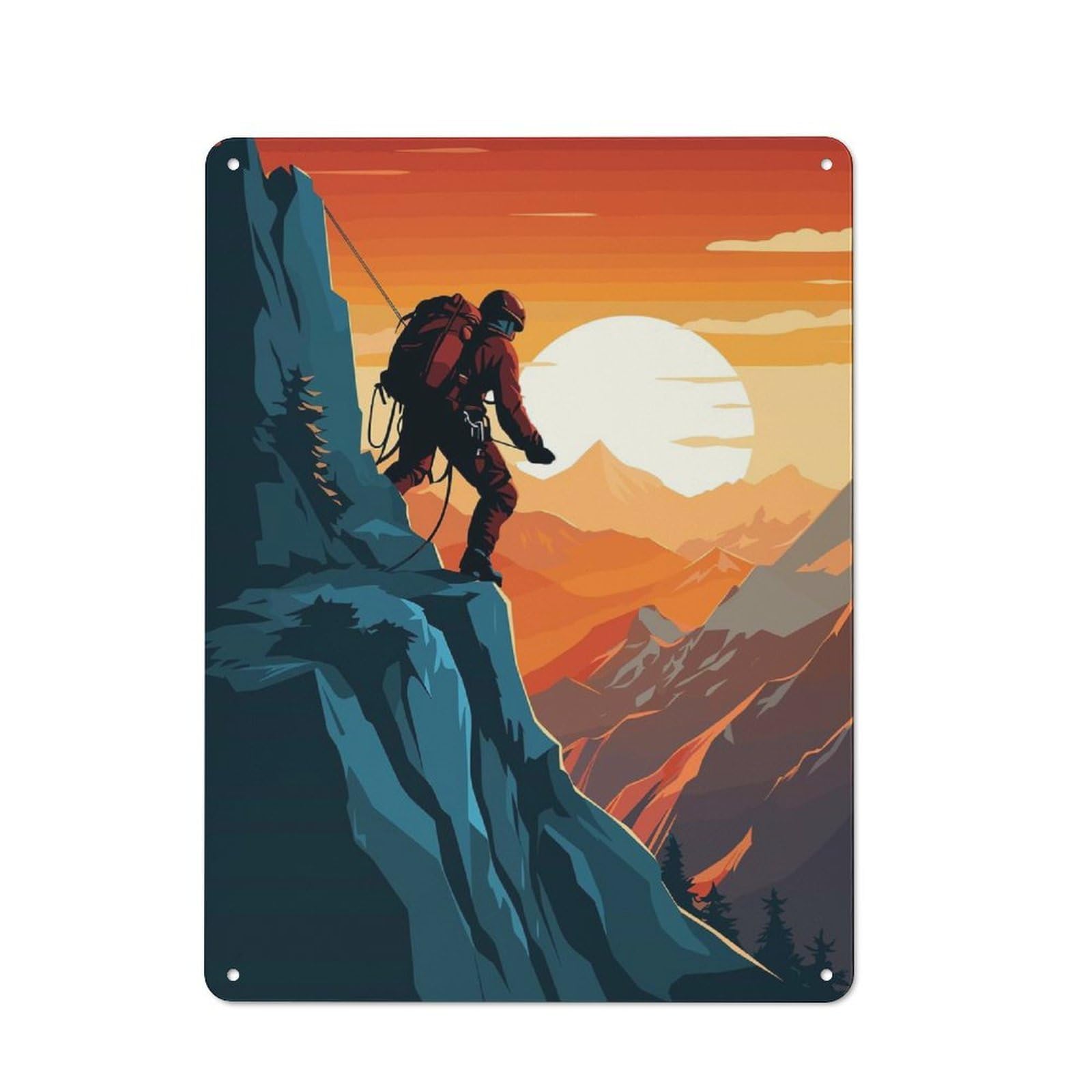 Junmoney Climbing Mountain Climber Vintage Metal Sign 40X30cm Featuring For Pub Or Café, Wall Decor For People Reorganising Pub And Café