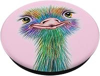 Vista 2 de Ostrich Bird Ostriches Emus Avestruz Ave on Pink - PopSockets Grip and Stand for Phones and Tablets