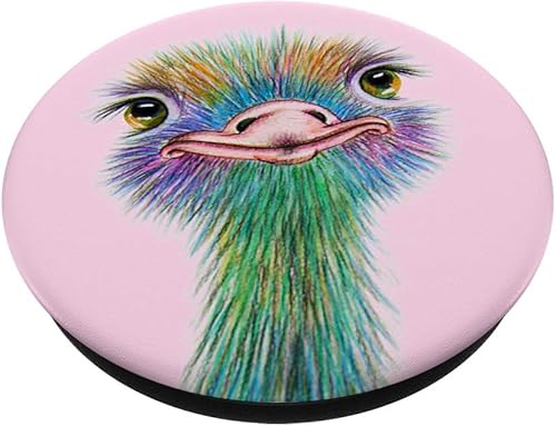 Miniatura 2 de Ostrich Bird Ostriches Emus Avestruz Ave on Pink - PopSockets Grip and Stand for Phones and Tablets
