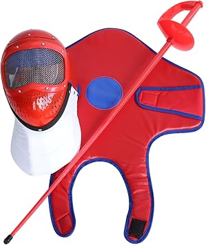 Fencing 3-Piece Set, Fencing Practice Sword Set, Protective Vest and Mask, Plastic Sword, Foil/Sabre/Epee, for Boys and Girls