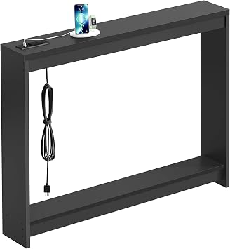 FAVOOSTY 39.4" Sofa Table Behind Couch Table Skinny Narrow Console Table for Living Room Hallway Entryway Entry Accent Table with Storage for Entrance Entry Way Small Space, Black