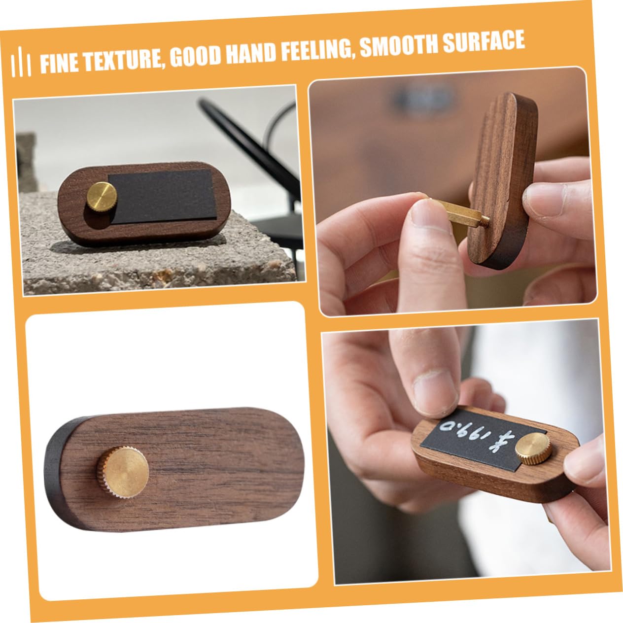 HOMSFOU 5 Sätze Preisschild Aus Holz Stand Steht Etikettenhalter Anzeige Verkauf Für Kleine Preisschildhalter Mini-preisschildständer Tisch-preisschildhalter Kupfer Kaffee 2 Stücke * 5