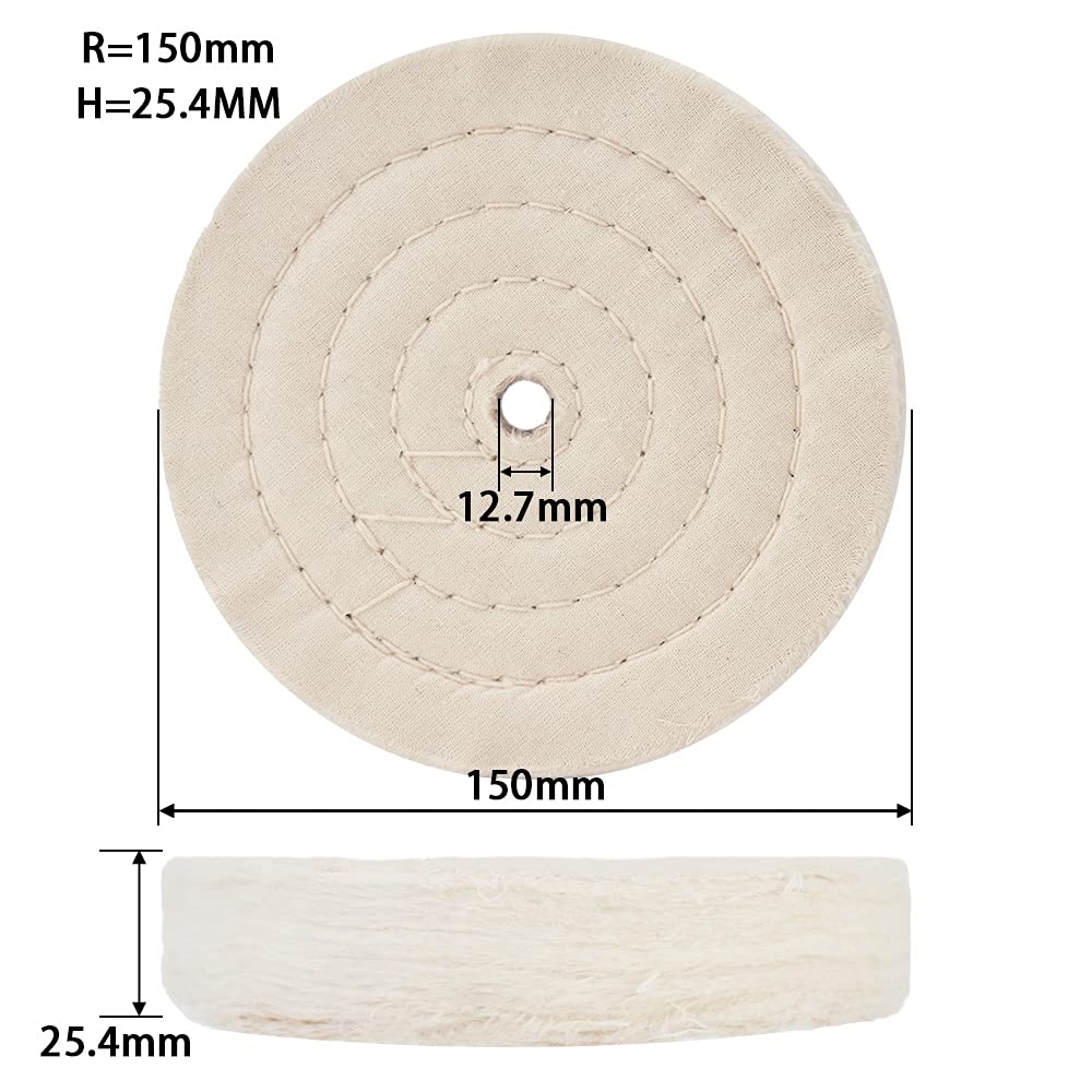 Disco de pulido de algodón 150 mm, extra grueso espiral, 70 capas, 4 unidades (orificio 12,7 mm)