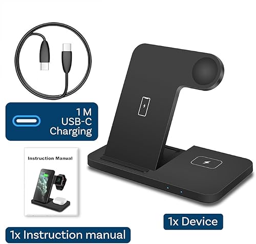 Miniatura 6 de MMOBIEL Estación de carga inalámbrica compatible con iPhone, Apple Watch y AirPods - Soporte de cargador inalámbrico 3 en 1 de 18 W compatible con