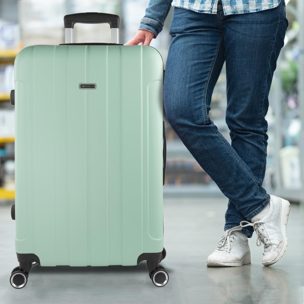 ITACA - Maletas Grandes De Viaje Rígidas Ligeras con 4 Doble Rueda 360° Maleta Grande 23 Kilos Alta Resistencia Maleta XL Duradera, Menta — view 5