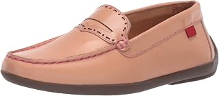 Mocassim infantil unissex de couro para dirigir no Brasil com detalhe de penny, Blush Nappa/costura contrastante/sola natural, 1.5 Little Kid