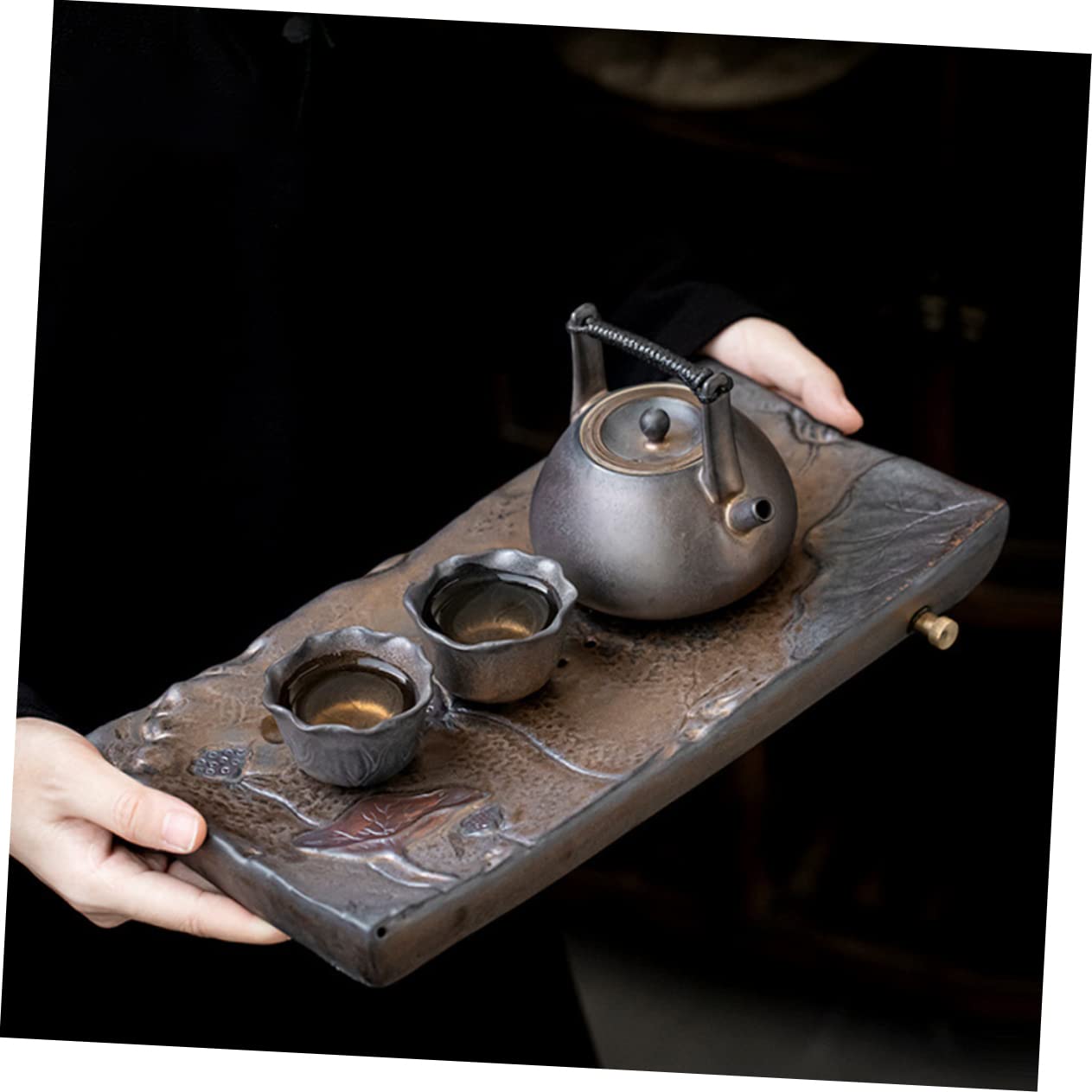 BESTonZON Taca Do Herbaty Taca Do Robienia Herbaty Uchwyt Na Filiżankę Herbaty Ceramiczna Taca Do Serwowania Herbaty Ozdobny Stolik Do Herbaty Bandejas Decorativas Antyczny Ceramika Kubek