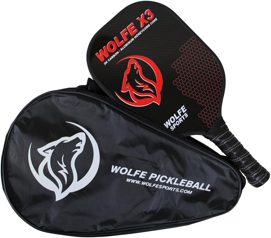 Wolfe X3 Pickleball Paddle - Honeycomb Composite Core with Ultra Cushion Padded Grip - USAPA Approved for Tournament Play - Includes Case
