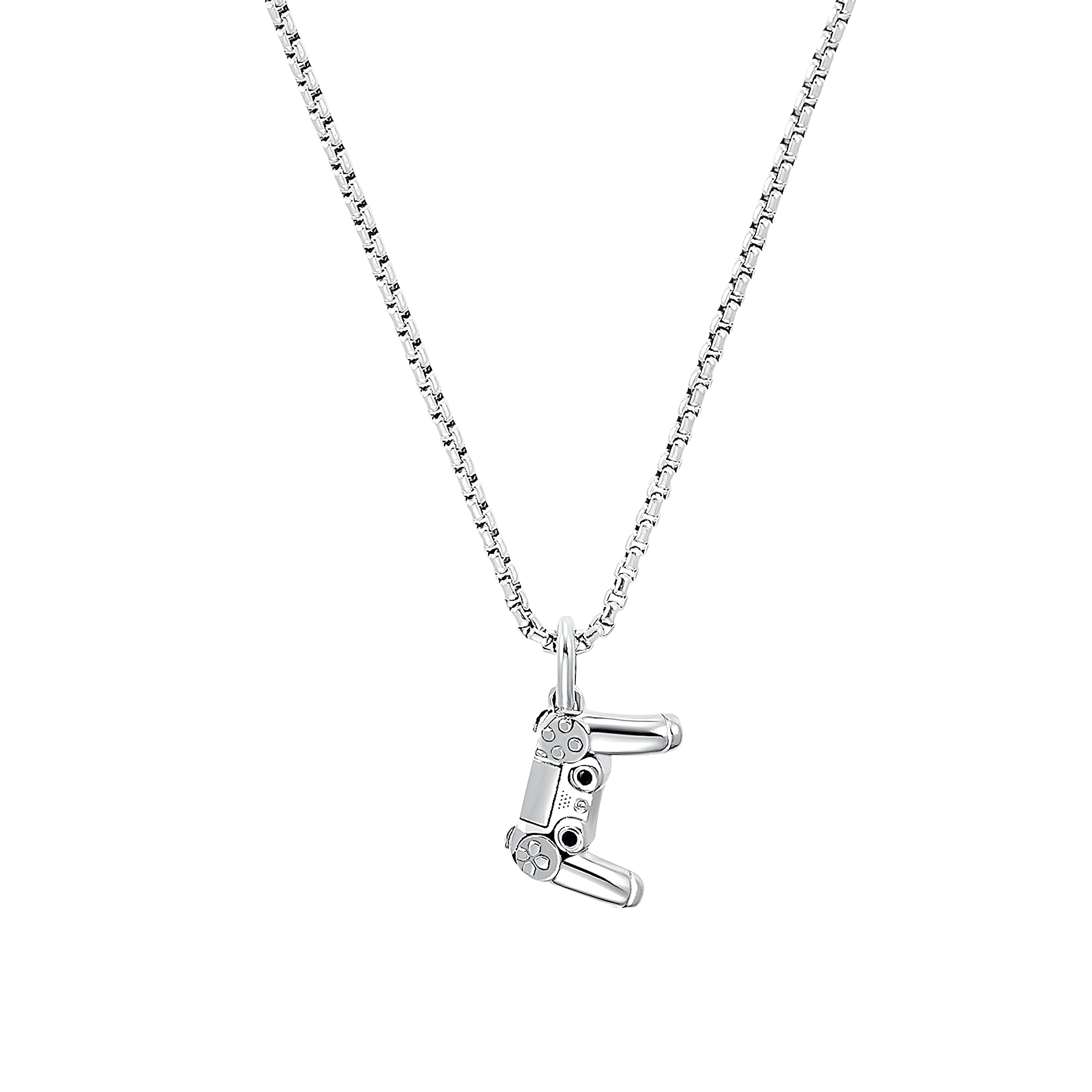 s.Oliver necklace with pendant stainless steel boys' children's necklace, 40+3 cm, silver, controller, comes in jewelry gift box