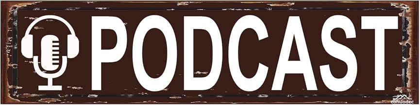 Podcast Street Metal Sign – Vintage Studio Recording Wall Art for Home, Office, or Bar – Rustic Tin Plaque 16x4 Inch – Retro Music & Media Decor