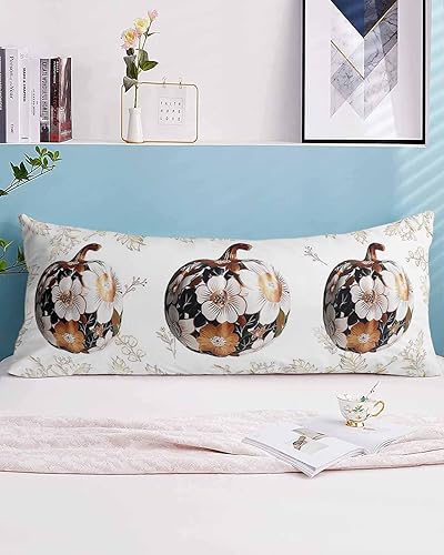 Miniatura 2 de Lujosa funda de almohada corporal de calabazas, fundas de almohada suaves decorativas de lujo para sofá, cojín lumbar largo, cierre de sobre, otoño,