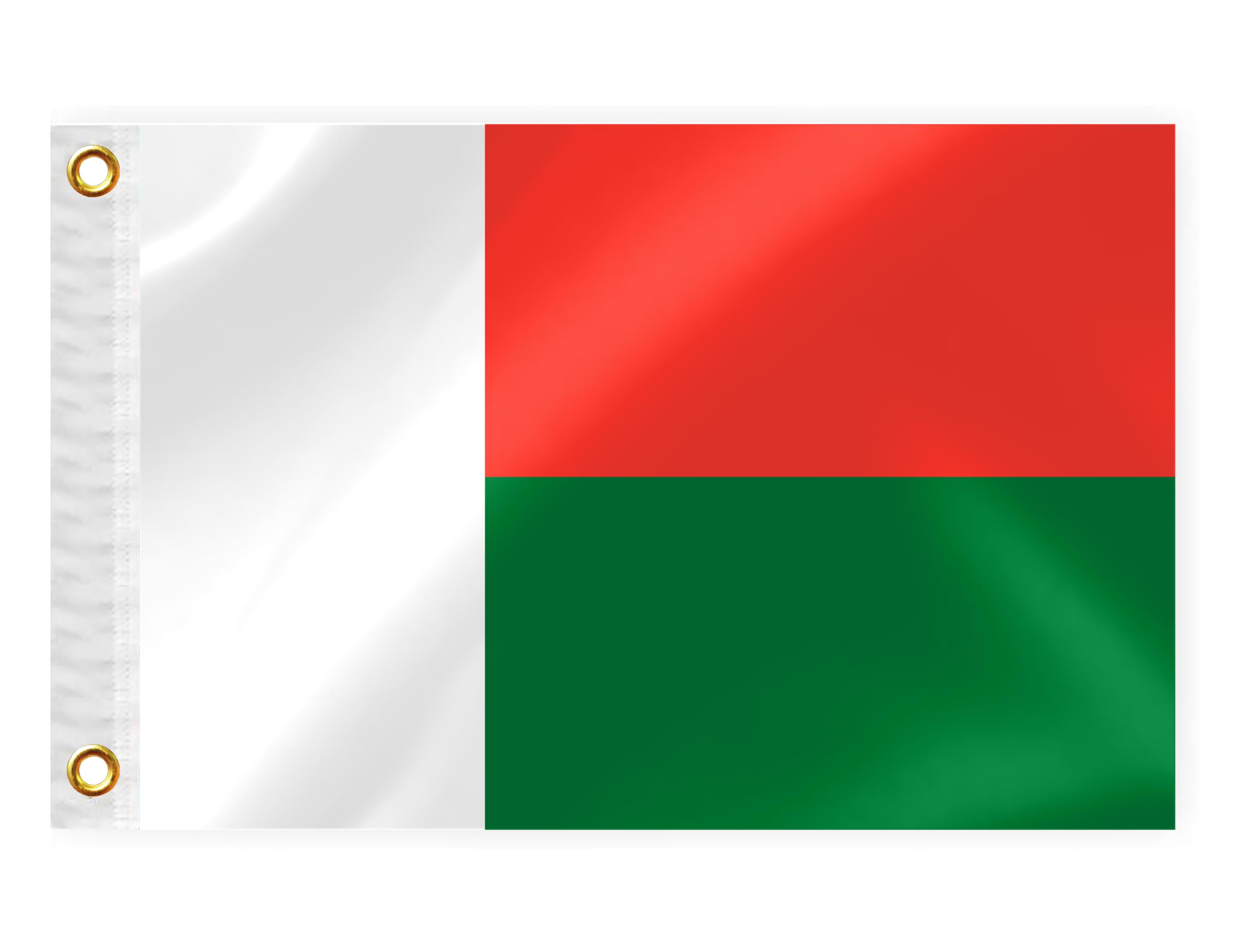 Madagascar Boat Nautical Flag 12x18IN Double Sided Malagasy Marine Banner Nylon Small Yacht Sail Pontoon ATV Bike Truck Motorcycle Flag with 2 Brass Grommets
