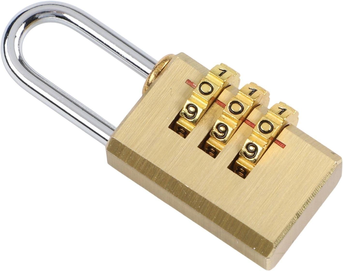 Heavy Duty Solid Brass Padlock with 4 Digit Combination Lock for Gym Lockers, Toolboxes, Luggage, and Secure Storage Use (3 Digit 21MM)