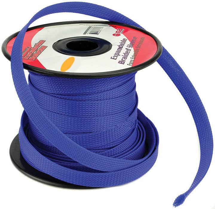 NIPPONPIPEMANS BLUE 1/4 100FT BRAIDED EXPANDABLE FLEX SLEEVE WIRING HARNESS LOOM WIRE COVER