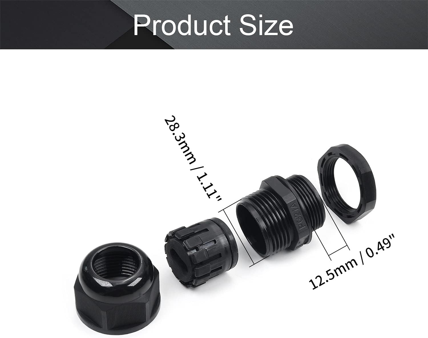 Fielect 5Pcs PG21A-0714 Flat Hole Type Cable Gland Wire Hole Waterproof Joint Adjustable 7mmx14mm