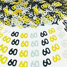 Confetti 60 Confetti 60th Scatter Table Decoration for Anniversary Birthday Retirement Party Supplies.60 Golden Black Silver