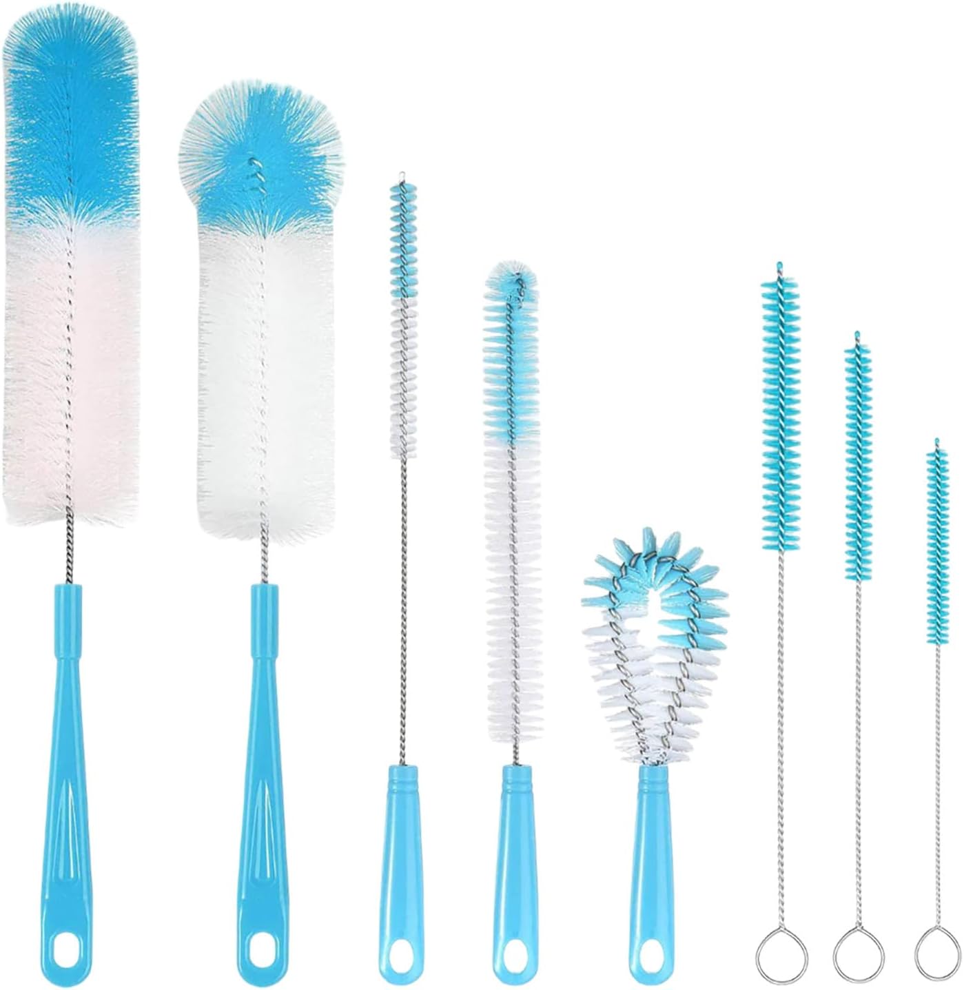 8 Pack Bottle Brush Cleaner, 16" Long Handle Stainless Steel Bottle Cleaner Brush,5 in 1 Bottle Cleaning Brush for Cleaning Narrow Neck Cup Cover,Baby Bottles,Wine Decanter,Sports Bottles