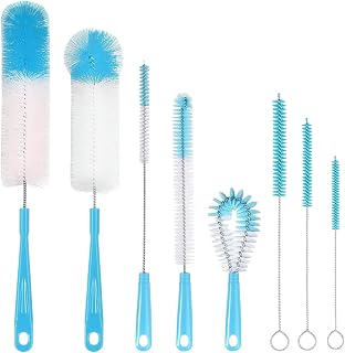 8 Pack Bottle Brush Cleaner, 16 Inch Long Handle Stainless Steel Bottle Washer Brush,5 in 1 Straw Brush for Cleaning Narrow Neck Sports Bottles,Cup Cover,Wine Decanter,Baby Bottles