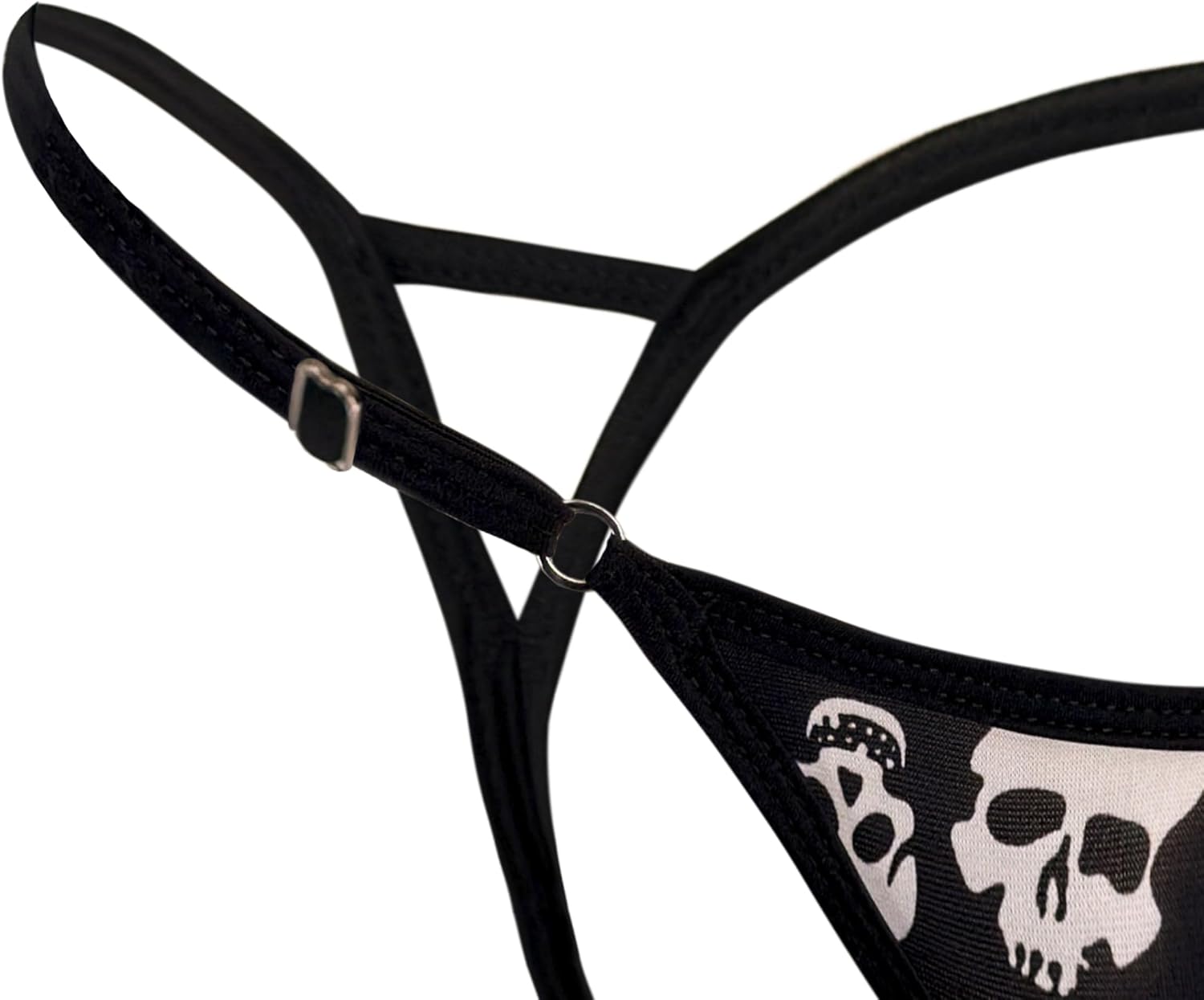 Men's two triangle thong black skull Underwear,Push up appearance Adjustable Straps, Butt-Lifting Design