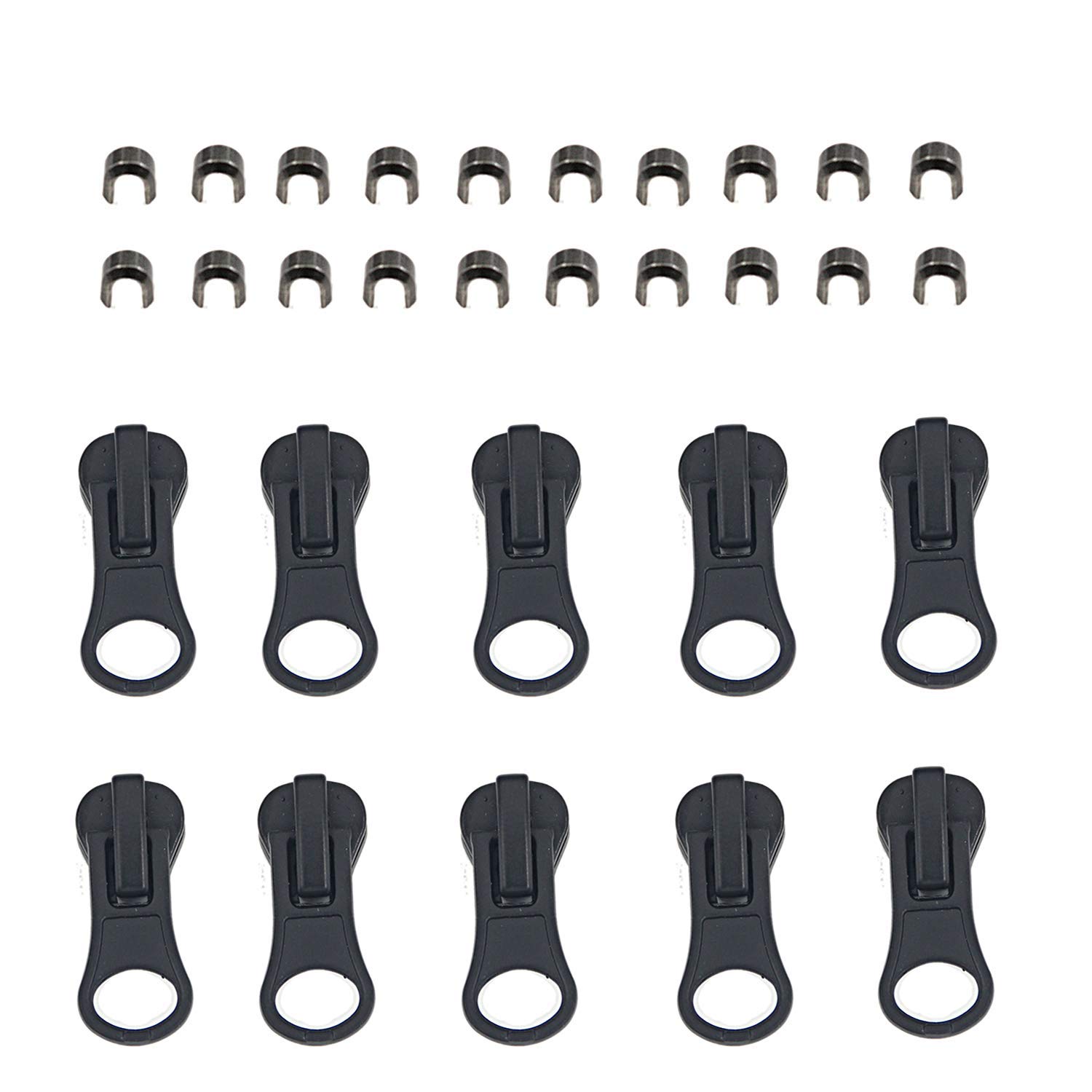 Leekayer10 PCS Black Zipper Sliders Plastic Zipper Repair Replacement for Stationery Bag Plastic Jacket