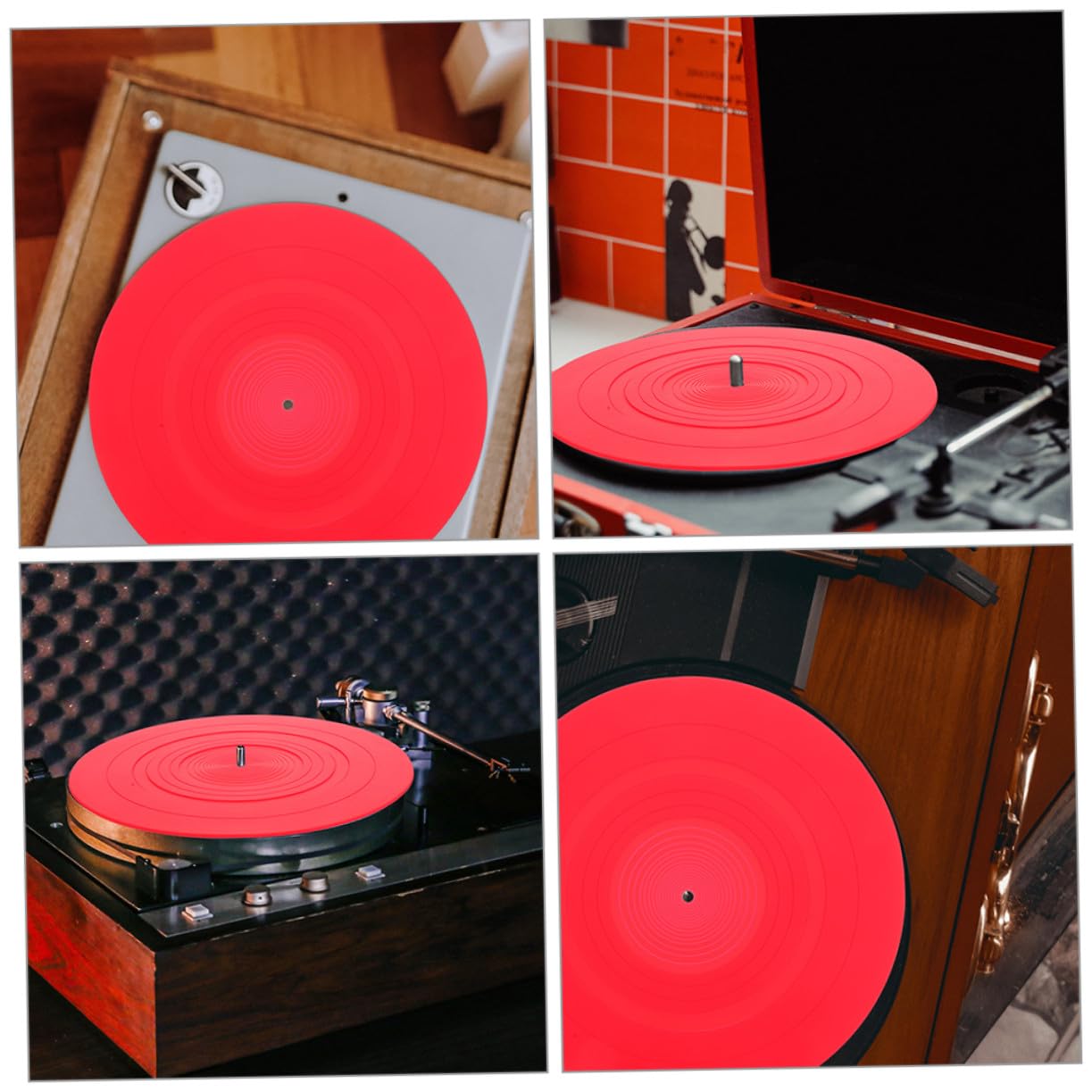 Hemobllo 2 Pezzi Tappetini per Giradischi in Silicone Antistatico Sostitutivi, Protezione Disco Vinile, Dimensioni per Giradischi Professionali e Domestici