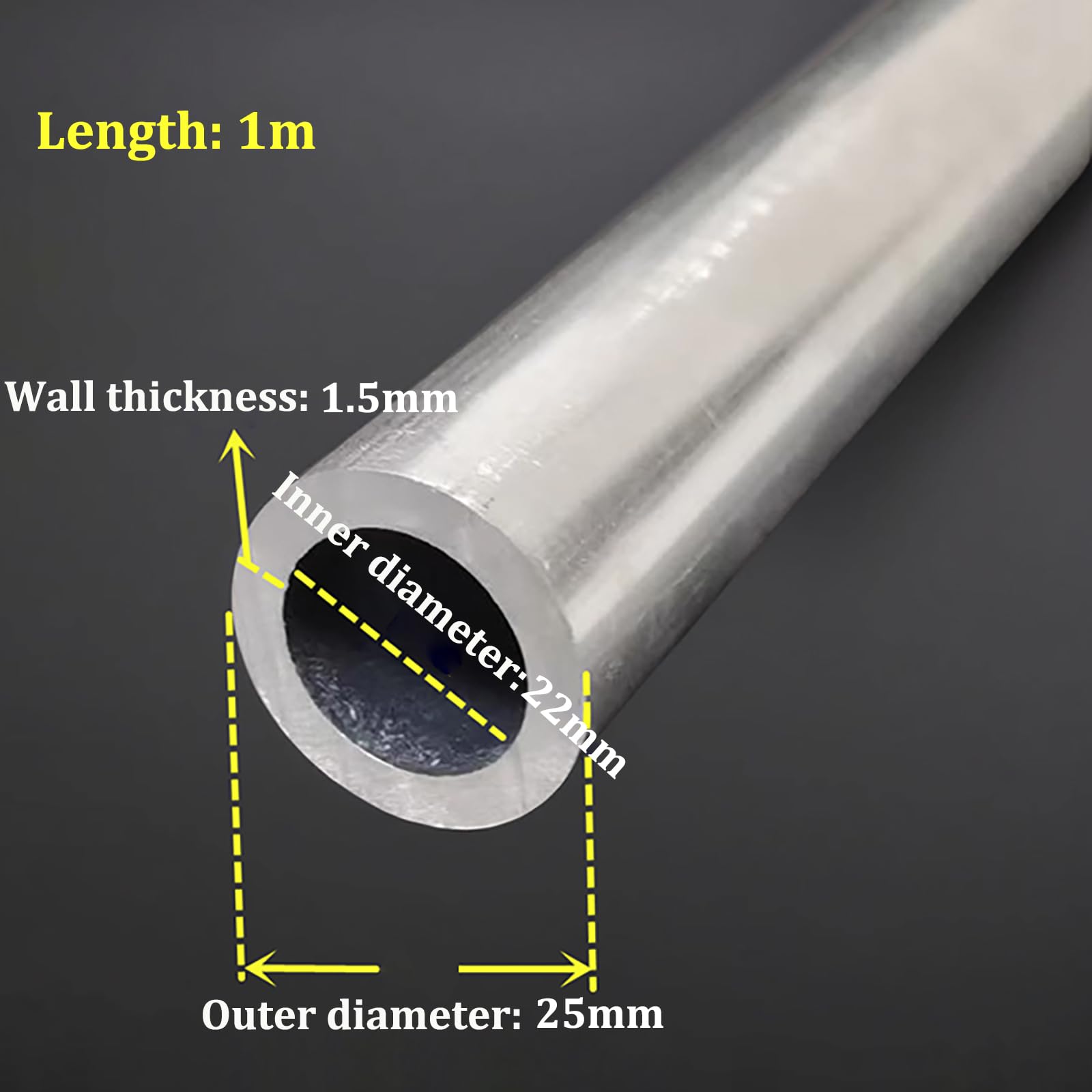 Bezszwowa 6063/6061 aluminiowa okrągła rura 1 m długość 25 mm OD 7-2 m średnica wewnętrzna prosta rura do projektów DIY i konstrukcji lekkie rury aluminiowe