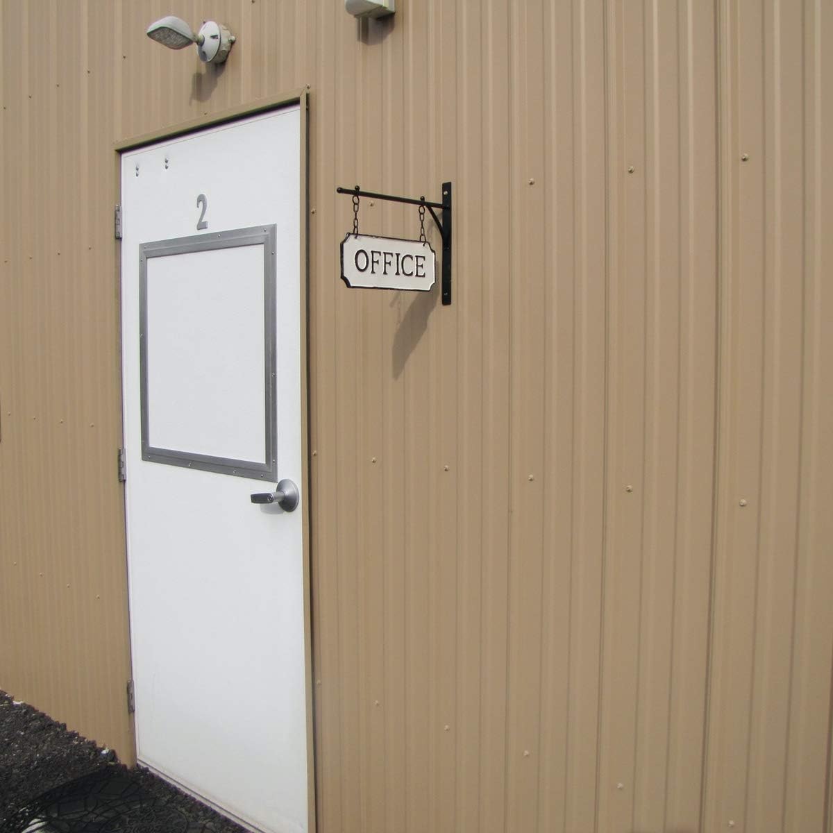 Treasure Gurus Rustic White Enamel Hanging Office Flange Dual Sign Vintage Shop Business Wall Decor