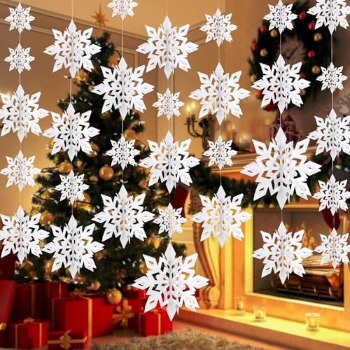 Recopilación de Adornos para la copa del árbol Top 5. 47 HAKUKU Decoración de Copos de Nieve Adornos Colgantes del árbol de Navidad Copo de Nieve 3D Navidad, Fiesta de Cumpleaños, Decoraciones de Invierno de Año Nuevo