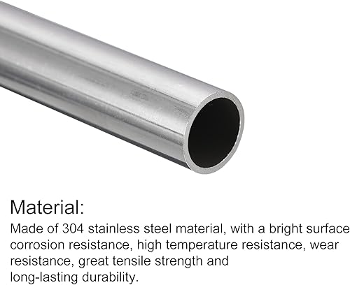 Miniatura 3 de uxcell Tubo de acero inoxidable 304, diámetro exterior de 19 mm x 1 mm de espesor de pared, longitud de 250 mm de tubería metálica para maquinaria