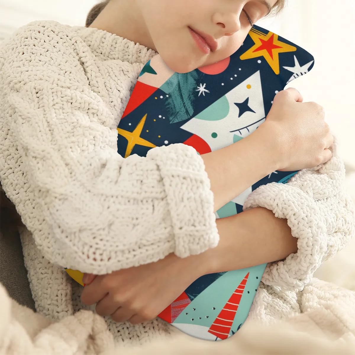 Hot Water Bottle with Soft Cover,2L Abstract Tree Hot Water Bag for Hot and Cold Compress, Hand Feet Warmer, Graffiti Tree Rubber Hot or Cold Water Bottle Halloween Christmas Decorations