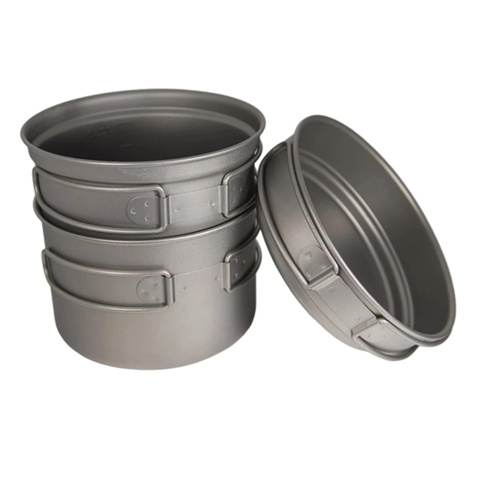 Ultraleichtes Camping-Kochgeschirr-Set aus reinem Titan – Topf, Pfanne und Becher for Wandern, Trekking und Outdoor-Aktivitäten