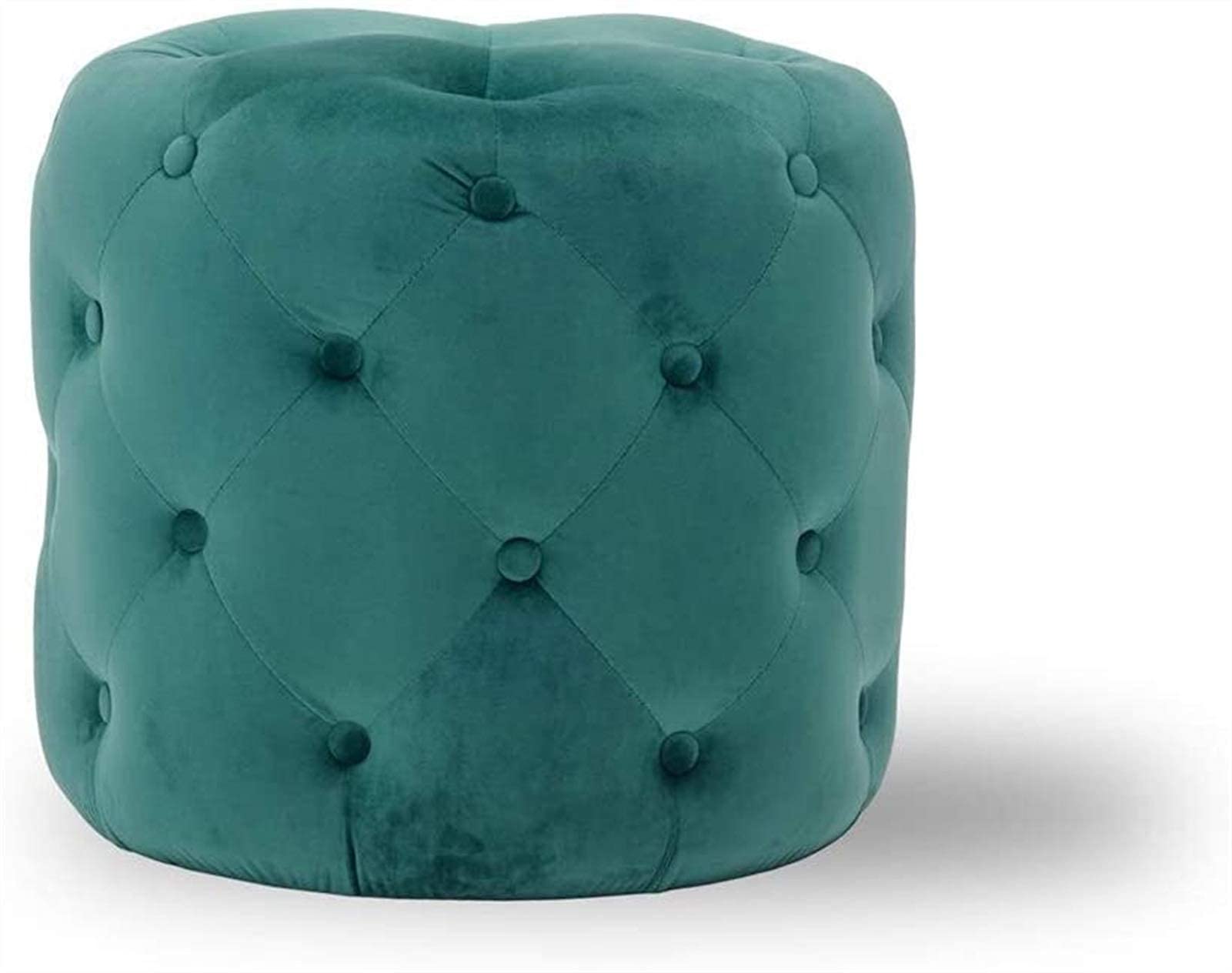 Pouf de salon en bois massif et tissu bouclé vert de haute qualité architecturale