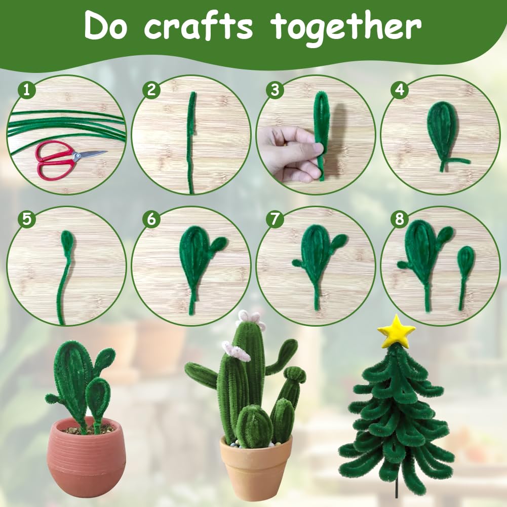 Ainiv 200PCS Pipe Cleaners for Craft 30cm Green Crafting Pipe Cleaners, Fuzzy Sticks Craft Supplies - Image 2