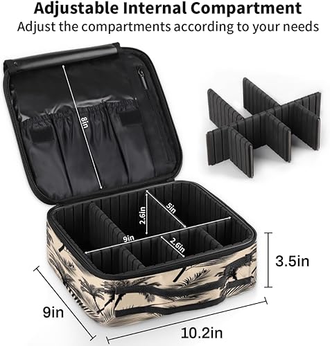 Miniatura 3 de Bolsa de maquillaje de viaje para mujer, grande, cuadrada, portátil, profesional, de tren de coqueta, estuche de cosméticos con asa, hojas de