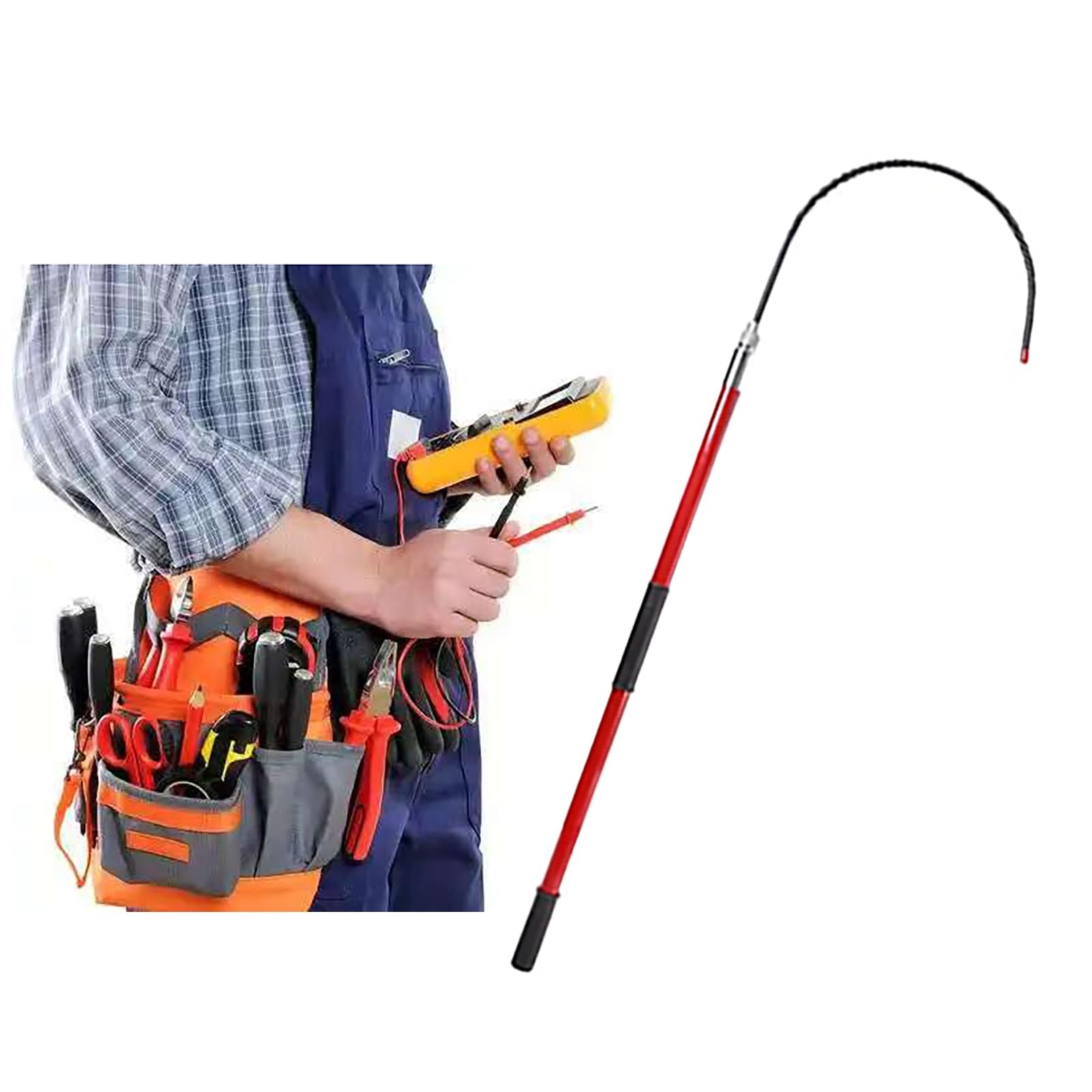 Mshgsku Red Insulated Fiberglass Rescue Hook, Emergency Electrocution Safety Tool For Electricians And Rescue Operations