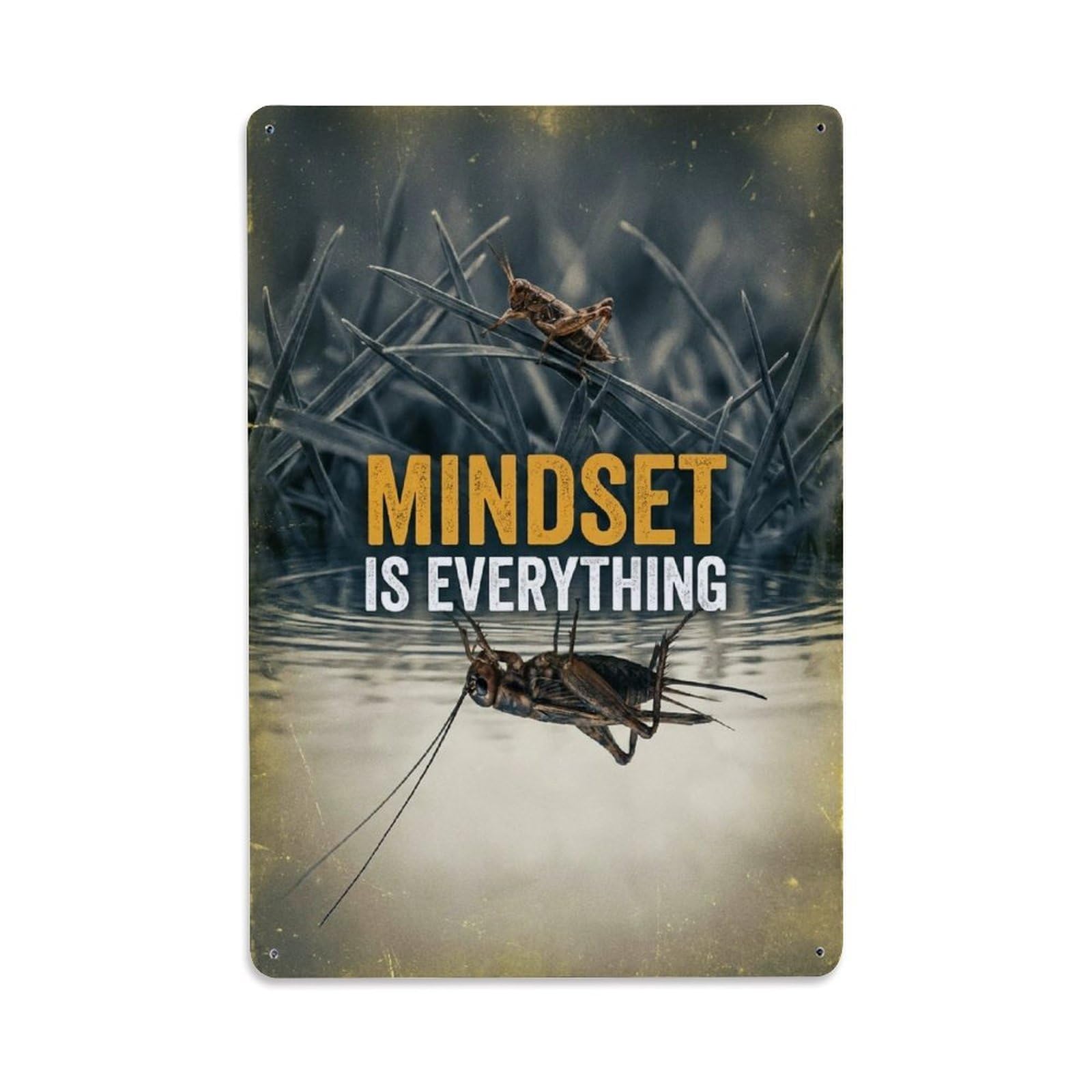 Metal Tin Sign Mindset Is Everything Cricket Animal Motivation Quote