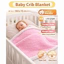 BRANDONN Premium Baby Blanket 100×75 cm – Ultra Soft Flannel Sherpa Newborn Blanket for Winter, AC, Stroller, Crib, Travel (0-12 Months) gallery image