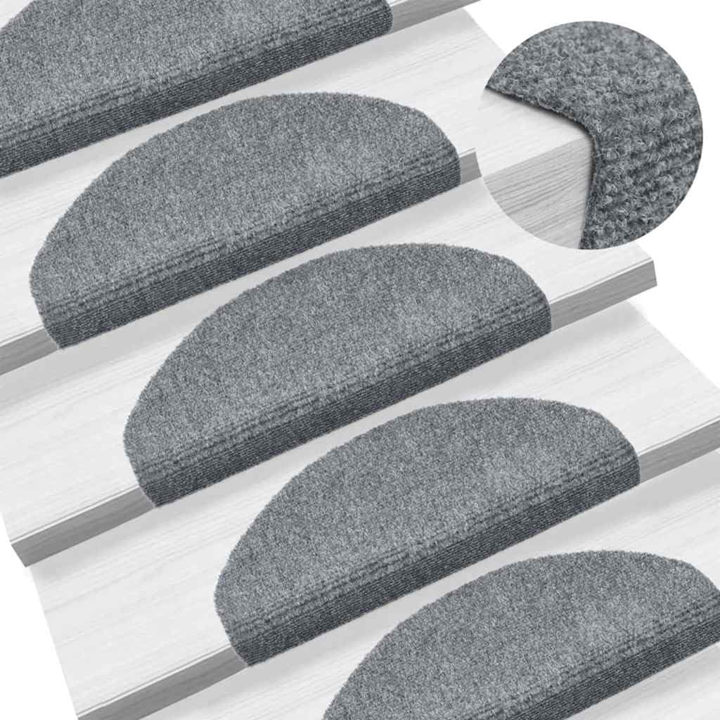 Lot de 20 tapis d'escalier autocollants - 65 x 21 x 4 cm - Gris clair - Semi-circulaires - Antidérapant - Avec protection contre les marches et le bruit - Pour escalier en bois, escalier en