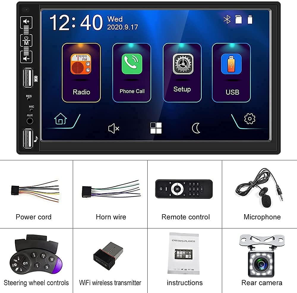 7 Inch Car Stereo Apple Carplay & Android Auto Camecho Radio 2 Din with