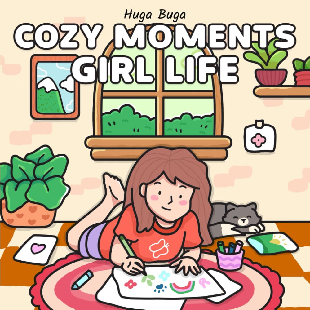 Cozy moments - Girl life: Coloring Book for Adults and Teens with super cute and cozy daily activities for relaxation and stressfree moments. 40 different cozy spaces with cute friends